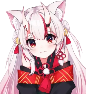 🙂 Anime, Kawaii, Mignon, Oni, Cornes, Oreilles de renard telegram sticker