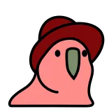 👒 bird, hat, pink, animal, cute, cartoon, parrot telegram sticker