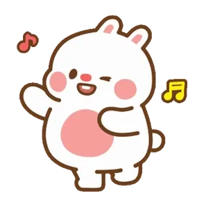 🐰 토끼, 귀여운, 음악, 춤, 행복한 whatsapp sticker