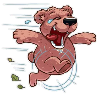 😃 urso, desenho animado, correndo, rindo, animal, adesivo telegram sticker