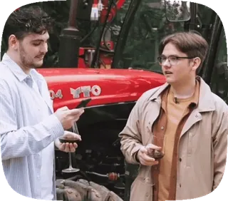 🥂 people, men, red tractor, wine, conversations, friendship telegram sticker