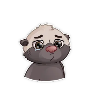 😢 triste, llorando, animal, nutria, dibujos animados telegram sticker