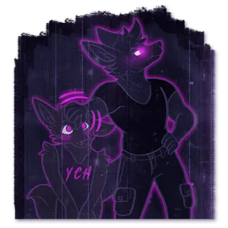 👋 YCH Anthro, Furry, Fuchs, Wolf, Charakterdesign telegram sticker