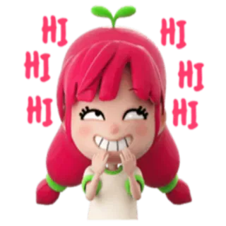 😬 Hi Hi Hi Hi Hi Hi Hi Hi Hi Desenho animado, Fofo, Saudação, Menina, Cabelo rosa telegram sticker