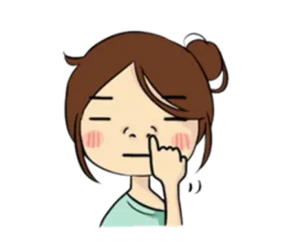 😛 Dessin animé, Femme, Fille, Nez, Doigt, Se curer le nez, Ennuyé(e), Drôle whatsapp sticker