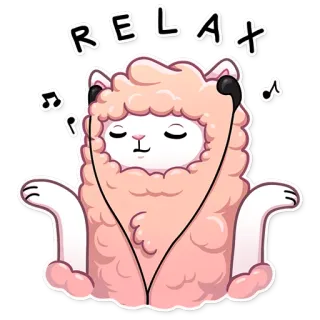 💆 RELAX Alpaka, Entspannen, Musik, Kopfhörer, Süß, Tier, Entspannt, Zen whatsapp sticker