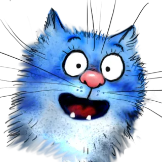 🙀 gatto, animale, blu, cartone animato, divertente telegram sticker