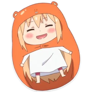 ☺️ Umuru Doma Himouto! Umaru-chan anime, umaru, kawaii, cute, chibi, orange, hoodie telegram sticker