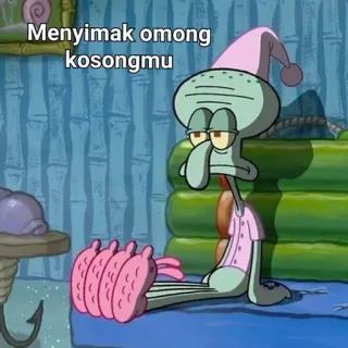 🌟 Squidward Spongebob Squarepants Menyimak omong kosongmu carlo, spongebob, sommeil, dessin animé, meme, drôle, dormir, indonésien whatsapp sticker