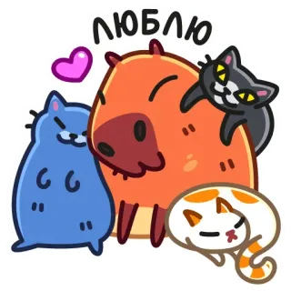 ❤️ ЛЮБЛЮ カピバラ, 猫, 動物, 愛, 可愛い, ステッカー, 漫画 telegram sticker