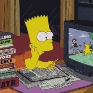 📺 Bart Simpson The Simpsons Bart Simpson, Die Simpsons, lernen, Pokémon, Cartoon, animiert, Fox whatsapp sticker