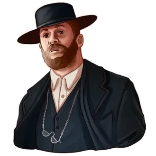 🧐 hombre, sombrero, gafas, barba, traje, retrato, masculino, adulto telegram sticker