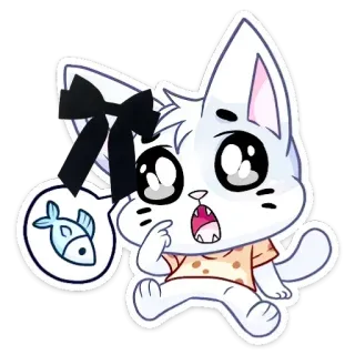 🐟 猫, かわいい, 可愛い, ステッカー, 漫画, 魚, 動物 telegram sticker