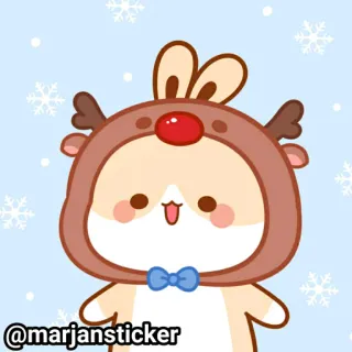 ❤️ @marjansticker милый, мультфильм, олень, животное, каваи, рождество telegram sticker