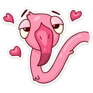 😍 flamingo, vogel, liebe, herzen, süß, tier, rosa, aufkleber telegram sticker