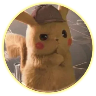 🤔 Pikachu Detective Pikachu Pikachu, Detetive, Pokémon, Personagem, Animal, Chapéu telegram sticker