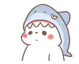 💬 tubarão, fofo, desenho animado, animal, chapéu telegram sticker