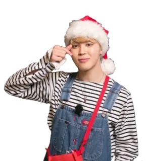 ❤️ Jimin kpop, bts, jimin, christmas, santa hat, heart gesture telegram sticker