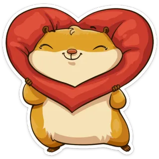 ❤ hamster, coração, amor, animal, fofo, adesivo, desenho animado telegram sticker