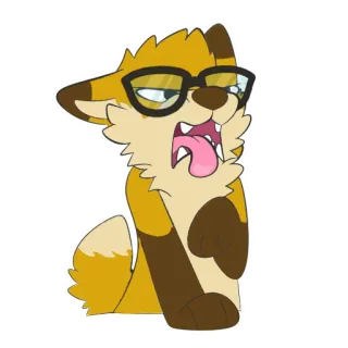 😣 fox, glasses, furry, cartoon, animal, character, sticker telegram sticker