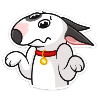 🤷‍♀️ chien, bull terrier, animal, animal de compagnie, mignon, autocollant, perplexe, geste whatsapp sticker