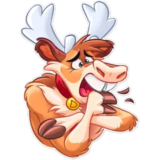 😫 Hirsch, Rentier, Tier, Cartoon, Niedlich, Lustig telegram sticker