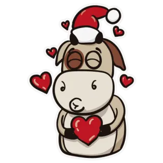 ❤️ 動物, 牛, ハート, 愛, クリスマス, ホリデー, かわいい, マンガ telegram sticker