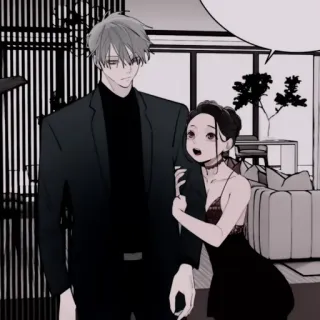 📽 mężczyzna, kobieta, para, rysunek, sukienka, anime telegram sticker