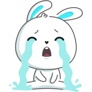 😭 Hase, weinen, traurig, emotional, Tränen, Cartoon, Sticker, weiß telegram sticker
