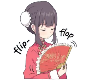 😑 flop flip- Fã, Anime, Vestido chinês, Desenho animado, Garota, Fofa telegram sticker
