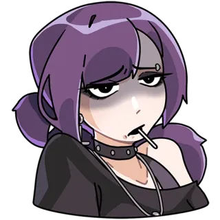 😨 Emo, Gothic, Gadis anime, Kartun, Gadis, Lolipop, Rambut ungu telegram sticker