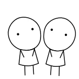 😐 minimalist, two people, stick figures, simple, cartoon whatsapp sticker
