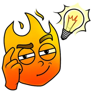 💡 fogo, ideia, lâmpada, pensando, desenho animado, inteligente, criativo telegram sticker
