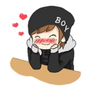 💖 BOY kartun, anak laki-laki, kawaii, hati, cinta, tersipu whatsapp sticker
