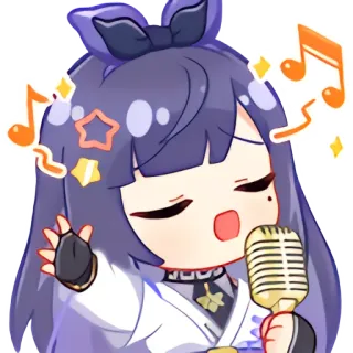 🎤 Anime, Microfone, Cantando, Fofo, Chibi, Música telegram sticker