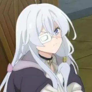 🍃 anime, girl, white hair, eyepatch, character telegram sticker