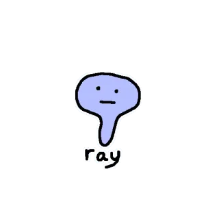 🐟 ray Dibujo animado, Personaje, Azul, Simple, Lindo telegram sticker