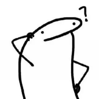 ❓ dấu chấm hỏi, hình que, suy nghĩ, bối rối, meme telegram sticker
