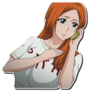 ☹ Orihime Inoue Bleach ビッグ anime, manga, cartoon, woman, Orihime Inoue, Bleach, japanese telegram sticker