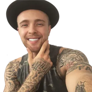 ❤️ uomo, cappello, tatuaggi, ritratto, maschio, persona, stile telegram sticker