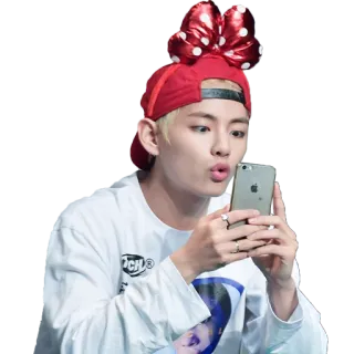 😲 K-pop, Selfie, Persona, Uomo, Cappello, Fiocco, Telefono telegram sticker