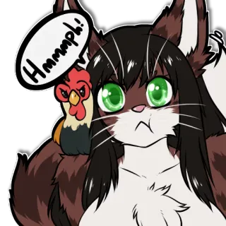 😒 Hmmph! cat, animal, chicken, pet, cute, cartoon telegram sticker