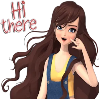 😃 Hi there desenho animado, menina, olá, lá, saudação, fofo telegram sticker