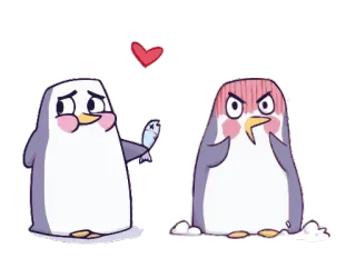🐧 pingwin, miłość, słodki, związek, kreskówka, emocje, zwierzę telegram sticker