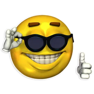 😎 Emoji, Keren, Kacamata hitam, Jempol ke atas, Sukses, Persetujuan whatsapp sticker