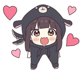 🌩 Anime, Chibi, Cartoon, Süß, Kawaii, Herz telegram sticker