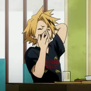 ⚡️ Denki Kaminari My Hero Academia Anime, My Hero Academia, Denki Kaminari, Personaje, Riendo, Estudiante whatsapp sticker
