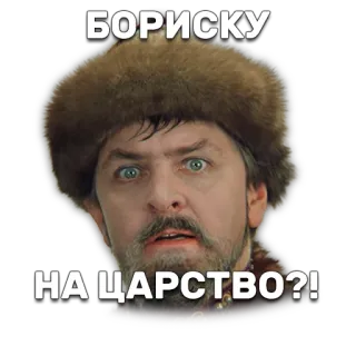 😧 БОРИСКУ
НА ЦАРСТВО?! мужчина, русский, меховая шапка, вопрос, исторический, портрет telegram sticker