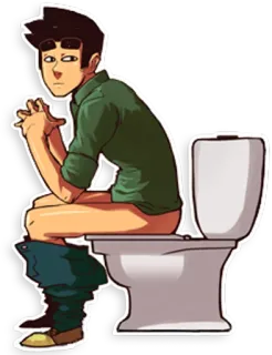🚽 Toilette, sitzen, Mann, Cartoon, Badezimmer, Töpfchen telegram sticker