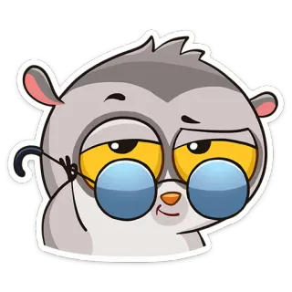 😏 animal, lunettes, mignon, autocollant, dessin animé whatsapp sticker